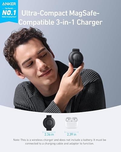 Anker MagSafe Compatible MagGo UFO 3-in-1 Charger, iPhone 17 Wireless Charging Station, 15W Qi2 Certified, Foldable Travel Charging Pad, for iPhone 17/16/15/14, AirPods, Apple Watch (Not a Power Bank) thumbnail 2