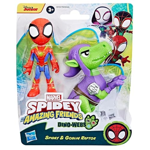Marvel Spidey and His Amazing Friends Dino-Webs, Spidey and Goblin Raptor Action Figures Set, Super Hero Toys for Boys and Girls Ages 3 and Up thumbnail 3