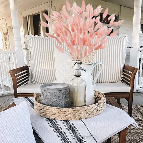 Uieke 17’’ Natural Bunny Tails Dried Flowers, 120 Pcs Dried Lagurus Ovatus, Dried Pink Pampas Grass Decor for Farmhouse Flower Arrangements Wedding Home Boho Party Decorations thumbnail 4