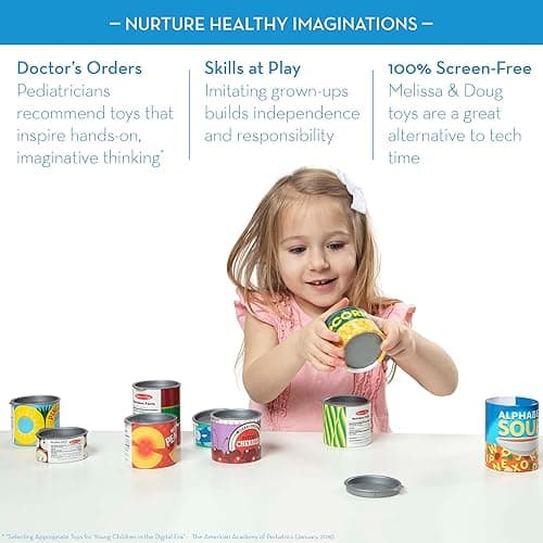 Melissa & Doug Let's Play House, 10 Grocery Cans with Removable Lids, Toy Food & Play Kitchen Accessories, Preschool Learning Toys for Girls & Boys 3+ thumbnail 5