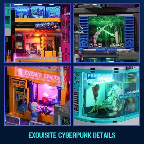 Lumibricks Cyberpunk Game Stack Lighting-Building-Bricks Set - Cyberpunk Neon City Future Gaming Room Street View Collection LED Light Model Set 2580 Pcs for Adults and Sci-fi Lovers thumbnail 5