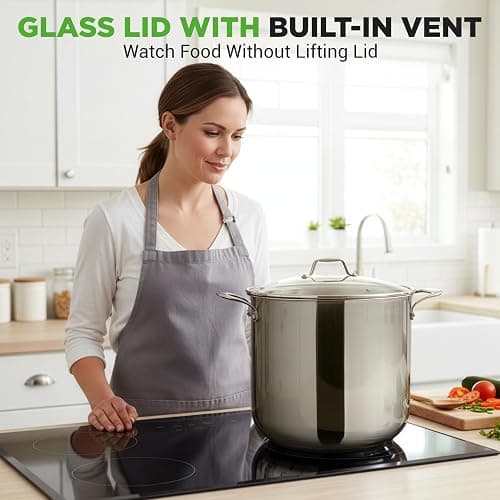NutriChef 19-Quart Stainless Steel Stockpot – 18/8 Food Grade Heavy-Duty Induction-Compatible Pot with See-Through Lid, Ideal for Stews, Broths, Simmering & Soups, Dishwasher Safe – NCSP20 thumbnail 2