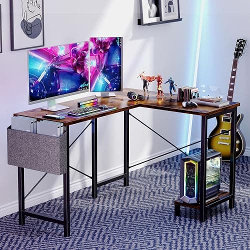 Sweetcrispy L Shaped Desk - Computer Corner Gaming PC Table with CPU Stand Side Bag for Home Office Dorm Sturdy Writing Workstation thumbnail 4