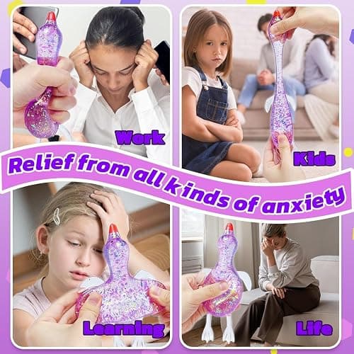 Duck Squishy Glitter, Squishy Duck Squeezy, Ultra Soft Stress Relief Sugar Ball Slow Rise Relaxing Sensory Fidget Stress Anxiety Relief for Adults Gifts (Pink-1pc) thumbnail 8