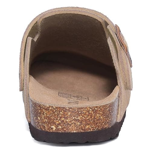 KIDMI Women's Suede Clogs with Back Strap Men's Leather Mules Cork Footbed Slip on Potato Shoes thumbnail 5