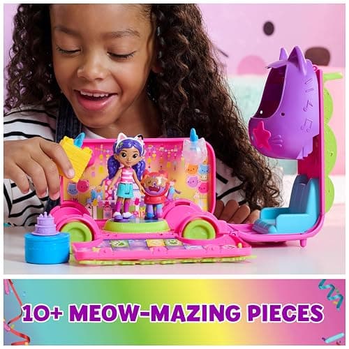 DreamWorks GABBY'S Dollhouse Celebration Party Bus, Transforming Playset with Gabby & DJ Catnip Toy Figures & Dollhouse Accessories, Kids Toys for Ages 3 and Up thumbnail 3