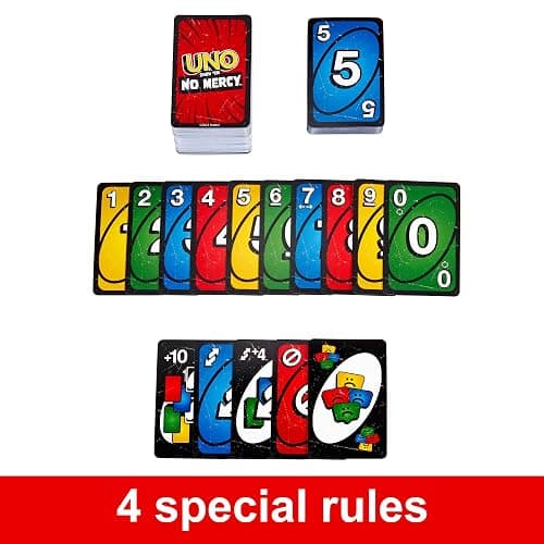 Mattel Games UNO Show ‘em No Mercy Card Game in Storage & Travel Tin for Kids, Adults & Family Night with Extra Cards, Special Rules & Tougher Penalties, HXT57 thumbnail 3