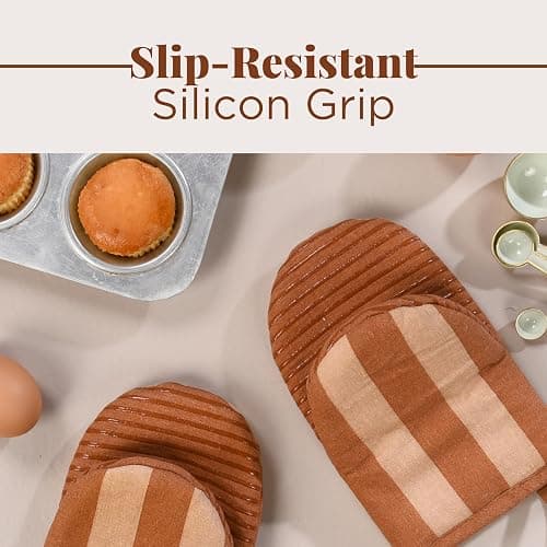 Folkulture Mini Oven Mitts Heat Resistant | (5.75x9) Set of 2 Orange Oven Mittens | Short Oven Gloves with Hanging Loop, Oven Mits | Kitchen Mittens for Home, Small Oven Accessories for Baking thumbnail 5