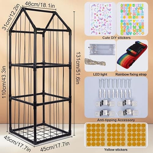 Stuffed Animals Storage Zoo Plushies Toy Storage Organizer Unicorn Castle PVC Stuffed Animals Holder Kids Toy Storage Playroom Nursery Storage Shelf | Zoo, Plushies, Shelf thumbnail 2