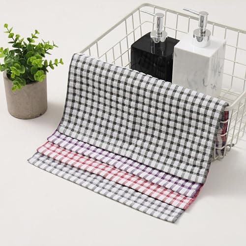 Oeleky Kitchen Dish Rags for Washing Dishes, 100% Cotton Dish Cloths | Good absorption, for cleaning drying wiping, dish cloths ,quick dry, 100% cotton,12x12 inches, pack 8, small dish towels thumbnail 8