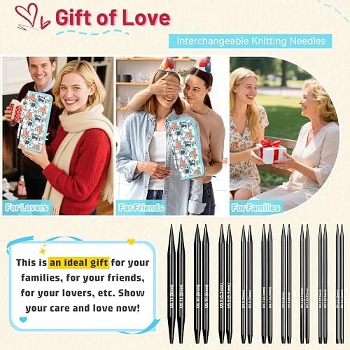 Aeelike Interchangeable Knitting Needles Set, 9 Pairs Circular Knitting Needles Aluminum (Size 3.0mm-8.0mm) with 4 Cables Accessories and Cute Storage Case for Socks Blankets Cushions, Ideal Gift thumbnail 8