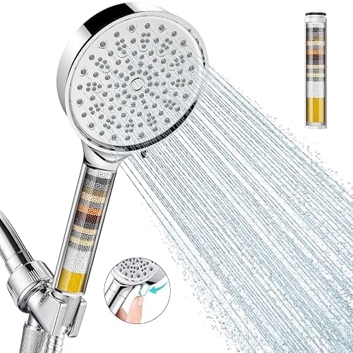 Cobbe Filtered Shower Head with Handheld, Water Softener for Hard Water | High Pressure 6 Spray Mode Shower Head with Filters - Remove Chlorine and Harmful Substances - Reduces Dry Itchy Skin, Chrome - Image 1