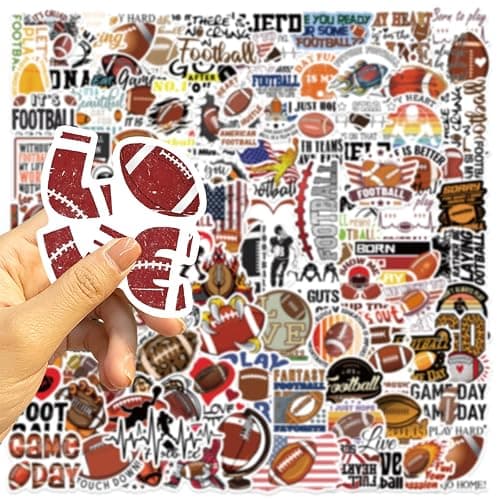 100pcs Football Stickers for Water Bottle, American Football Rugby Vinyl Waterproof Decal for Boy Teen Adult Laptop Phone Skateboard Guitar Luggage Notebook Helmet thumbnail 8