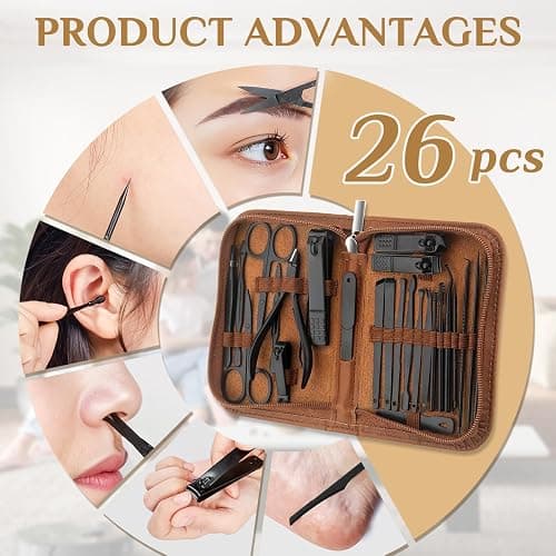 MINKINH Manicure Set Professional Nail Clipper Kit-26 Pieces, Brown | Stainless Steel Manicure Kit, Nail Care Tools with Travel Case for Men & Women, Hand & Foot Care, Gift for Family & Friends thumbnail 8