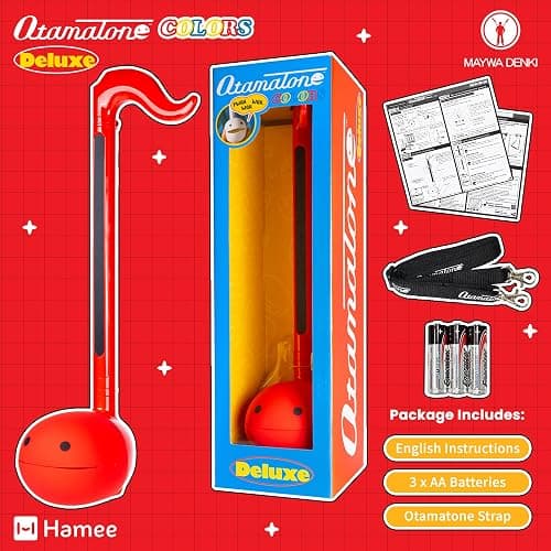 Otamatone Deluxe Electronic Musical Instrument for Adults Portable Synthesizer Digital Electric Music from Japan by Cube/Maywa Denki Cool Stuff Gifts, Red [English Manual] thumbnail 6