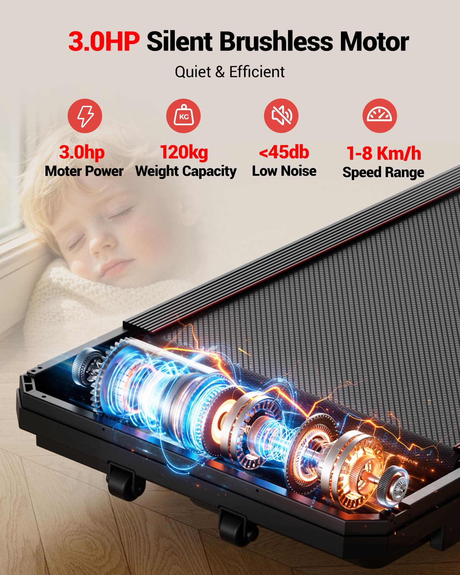 LONTEK 12% Incline Walking Vibration Pad Treadmills for Home, 4 in 1 PortableTreadmill with 120KG Weight Capacity, Under Desk Treadmill with 3.0HP Brushless Quiet | Compact, Foldable, Portable, Under Desk, 0.6-6.2MPH, Quiet 2.5HP, Remote & Digital Display, 330lb Capacity, Home Office Gym thumbnail 5