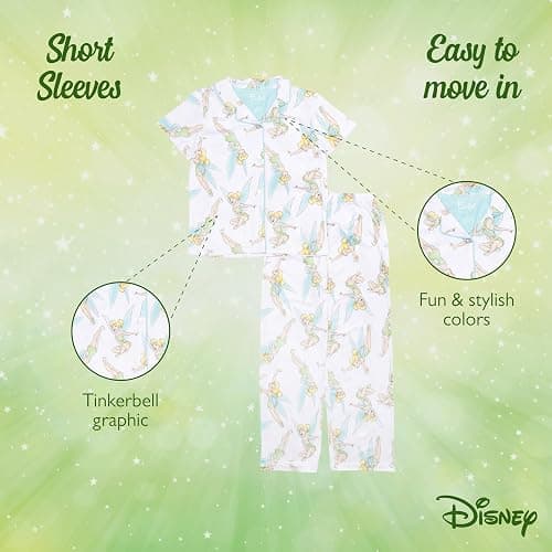Disney Minnie Mouse Girls' 2-Piece Loose-fit Button Down Matching Pajama Set, Soft & Cute for Kids thumbnail 6