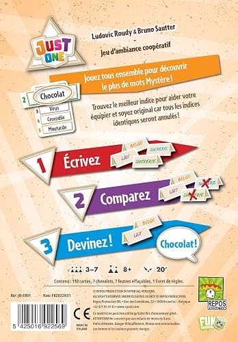 Asmodee - Just One - Jeu de Société Famille - Jeu d 'Ambiance Coopératif pour Enfants dès 8 Ans - Jeu de Cartes avec Mots à Deviner - 3 à 7 Joueurs - 20 Min - Version française - Repos Production thumbnail 4