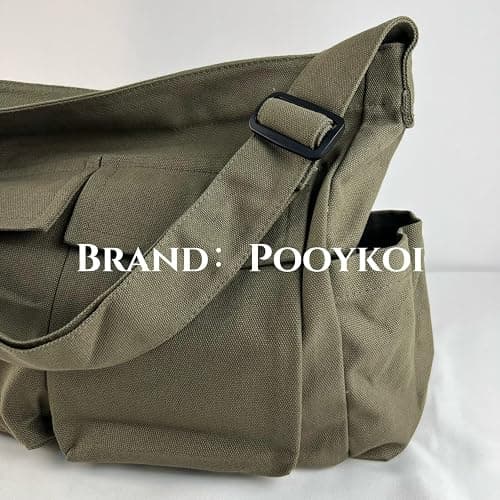 Canvas Messenger Bag Large Crossbody Bag with Multiple Pockets Canvas Shoulder Tote Bag for Women and Men thumbnail 7