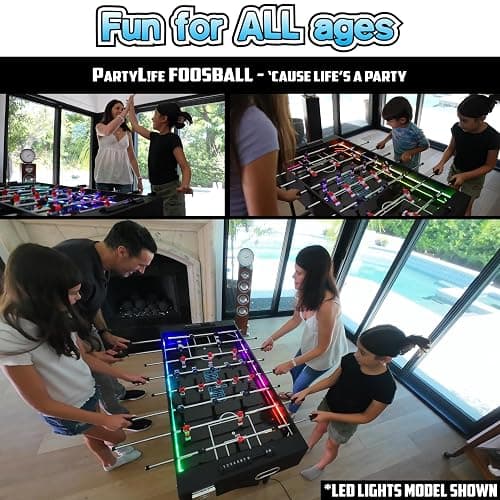 PartyLife 48" Foosball Table w/Folding Steel Legs & Optional LED Lights, Smooth Surface, Very Sturdy - Perfect for Kids and Adults, Game Rooms & Home Arcade! thumbnail 5