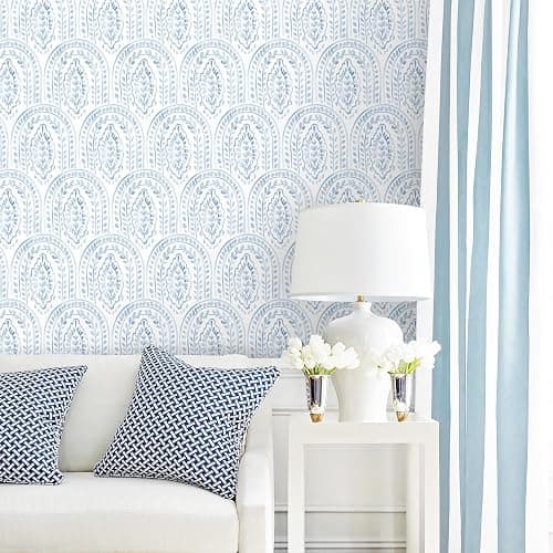 EeeComing Blue Peel and Stick Wallpaper Boho Wall Paper Peel and Stick Modern Contact Paper Self Adhesive Wallpaper for Bedroom and Bathroom Removable Cabinet Shelf Liner Vinyl 17.3”X393” thumbnail 7