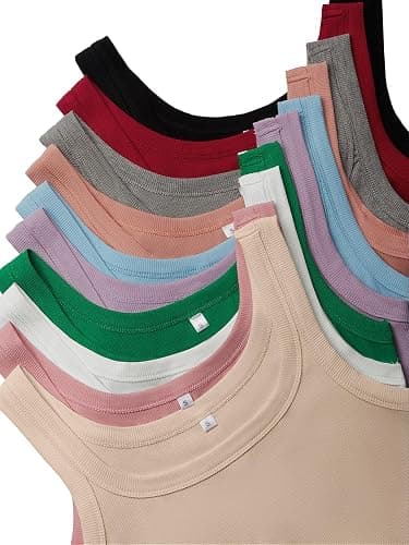 GKBK Womens Tank Tops Scoop Neck Sleeveless Ribbed Tank Summer Basic Thick Strap Slim Fitted Racerback Tops thumbnail 6