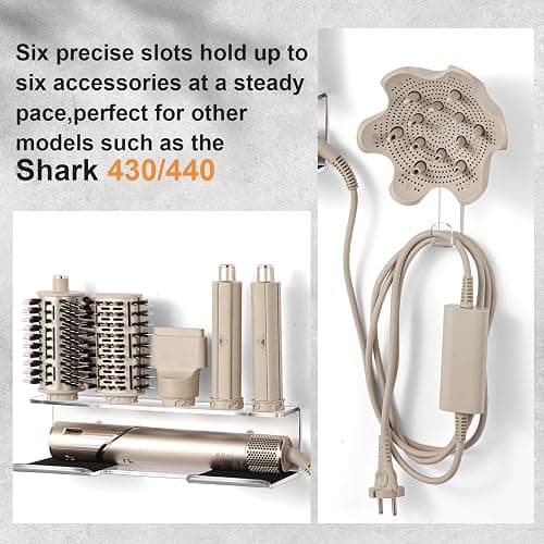 GENCAM Wall Mounted Holder for Shark Flexstyle, Acrylic Wall Mount Bracket Organizer for Shark Flex Style, Flex Style Holder with Cord Hanger for Accessories Curlers Brushes Diffuser and Attachments thumbnail 2