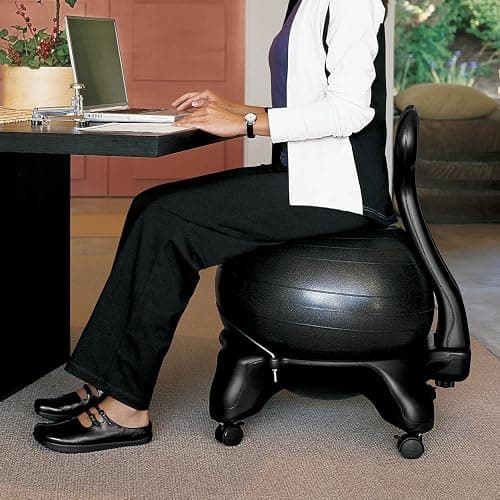Gaiam 610-6002RTL Balance Ball Chair - Classic Yoga Ball Chair with 52cm Stability Ball, Pump & Exercise Guide for Home or Office, Black thumbnail 2