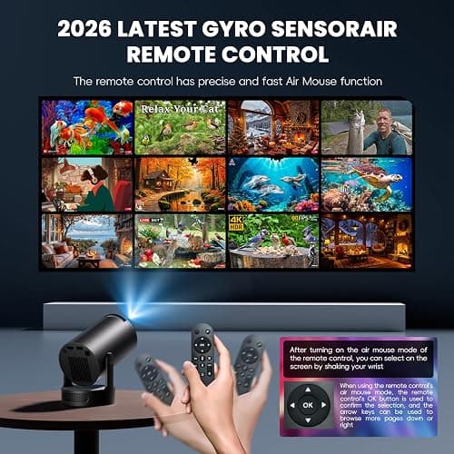 [Apps intégrées & 2026 Upgraded] Vidéoprojecteur avec WiFi 6 et Bluetooth 5.4 Mini Projecteur Supporte 4K 1080P Auto Keystone Rotation 180° Compatibile avec HDMI/TV Stick/Memory Stick/Laptop, Noir thumbnail 7