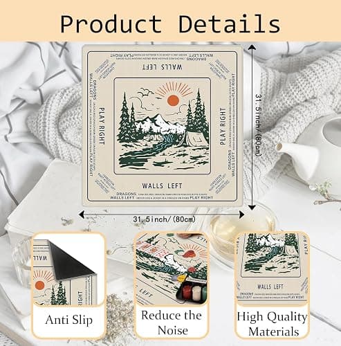 FDHSPAAM Vintage Boho Camping Mahjong Mat 31.5 x 31.5 Inch, Forest Mountain Nature Adventure Camper Non-Slip Noise Reduction Mahjong Table Mat for American Mah Jong Poker Card Board Games Dominoes thumbnail 3