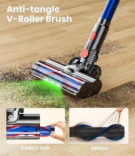 KARDV Cordless Vacuum Cleaner, 500W/40Kpa Vacuum Cleaners for Home, 60Mins Stick Vacuum with LED Display, Anti-Tangle & Wall Mount Charging, 8 in 1 Lightweight Vacuum for Hard Floors Carpet Pet Hair thumbnail 3