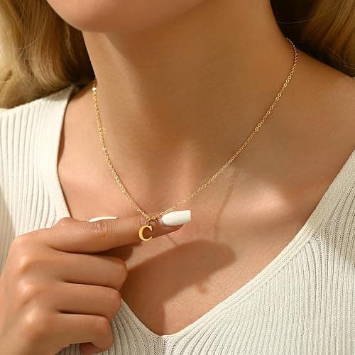 Havopso Dainty Gold Initial Necklaces for Women 18K Gold Plated Tiny Gold Letter Necklace Trendy Cute Personalized Monogram Name Necklace for Women Jewelry A-Z thumbnail 3