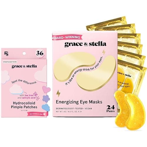 grace & stella Eye Mask Gold 24 Pairs + Multi-shape Pimple Patch 36-Pack Bundle - Image 1