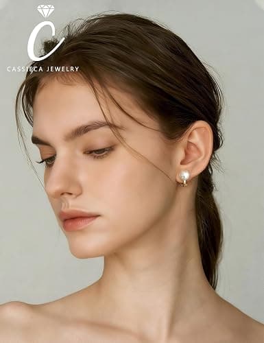 CASSIECA 14K Gold Plated Clip on Pearl Earrings for Women Girls - Long Dangle Pearl Drop Ear Clips for Wedding, Bridal Gifts thumbnail 5