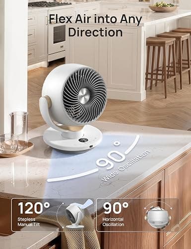 DREO Fan for Bedroom, Desk Air Circulator Fans with Remote, 11 Inch Table Fan for Whole Room, 65ft Powerful Airflow, 120° Vertical Manual and 90° Oscillating, 4 Speeds, 8H Timer, 25dB Quiet, Home thumbnail 6