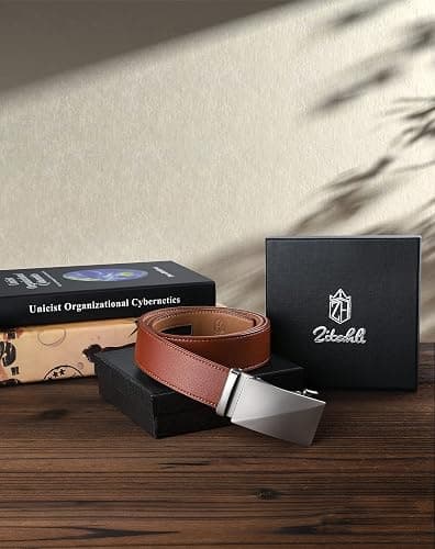 Zitahli Belt Men, Ratchet Belt Dress with 1 3/8" Premium Leather,Slide Belt with Easier Adjustable Automatic Buckle thumbnail 6