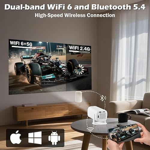 WellSonic Mini Projector with Wifi and Bluetooth, Build-in Android 14, Portable Projector Outdoor&Ceiling Use, Auto Keystonet&270°Rotatable, 200 Ansi, 4k Home Thearter Movie Projector for HDMI USB thumbnail 7