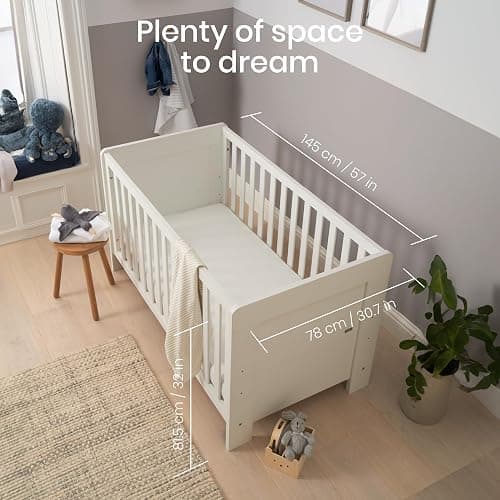 Tutti Bambini Alba 3-in-1 Baby Cot Bed (0-6 years) 140x70 cm - 3 modes: Wooden Baby Crib, Toddler Bed & Day Bed, Convertible Baby Bed, Adjustable Base, (White) thumbnail 5