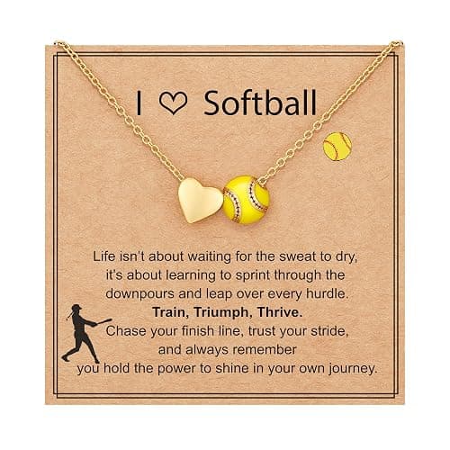 ESPVO Softball/Soccer/Volleyball/Basketball Necklace for Girls Women, Sports Accessories Jewelry Gift for Lovers 16+3 Inches - Image 1
