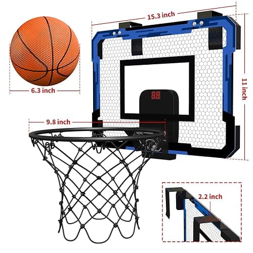 QDRAGON Basketball Hoop Indoor with Electronic Scorer, Mini Basketball Hoop with 3 Balls, Door Basketball Hoop Indoor Toys Gifts for Kid and Adult thumbnail 2