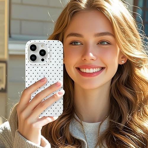 ZTOFERA for iPhone 16 Pro Case with Cute Aesthetic Polka Dot, Fashion Simple Dot Print Pattern for Women Men,Soft TPU Slim Glossy Shockproof Case Cover(White) thumbnail 5