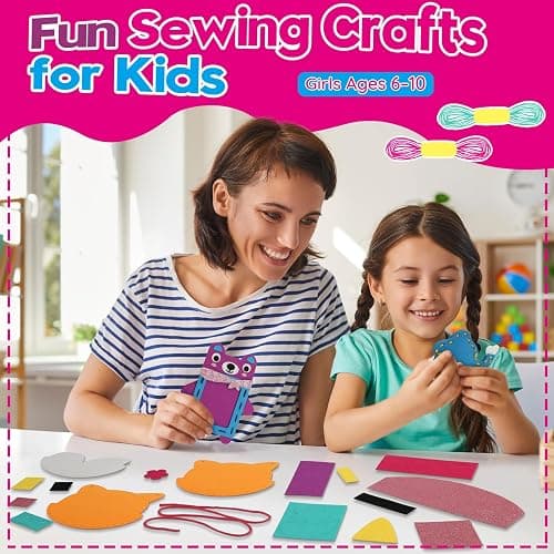 Sewing Craft Kit for Girls: DIY Felt Sewing Kit for Kids Ages 5-10, 7 Fun Projects with Stuffed Animals & Pillows, Learn to Sew Kit for Beginners, Ideal for Christmas & Birthday, Arts & Crafts Ideas thumbnail 3
