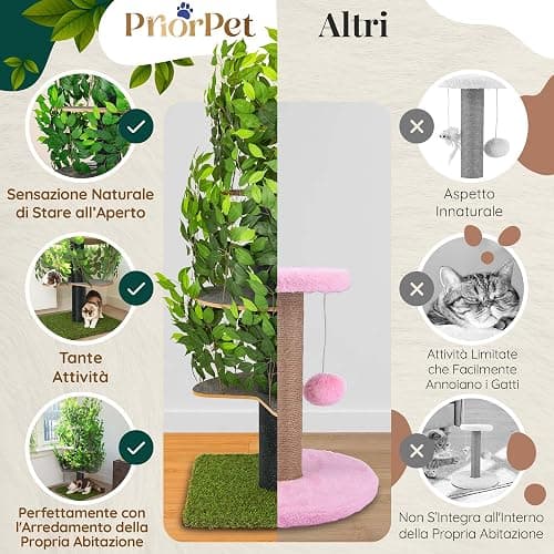 Albero per gatti con Foglie Intercambiabili - Brevettato Tiragraffi per Gatti Adulti, per Arrampicarsi Nascondersi e Dormire - Più Livelli, Facile da Montare - Tiragraffi Gatto Costruzione Robusta thumbnail 5