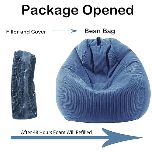 LPMOERA Bean Bag Chair Memory Foam Bean Bag Chairs for Kids/Teens with Filling Round Kids Bean Bag Chair for Living Room Bedroom College Dorm Reading Chair thumbnail 7
