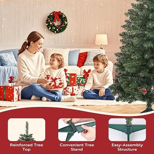 JPM Mini 3FT Blue Artificial Christmas Tree for Tabletop, 50 LED Lights, 164 Branch Tips, Foldable Metal Base & Easy Assembly, Holiday Decor for Home, Office, Apartment thumbnail 7