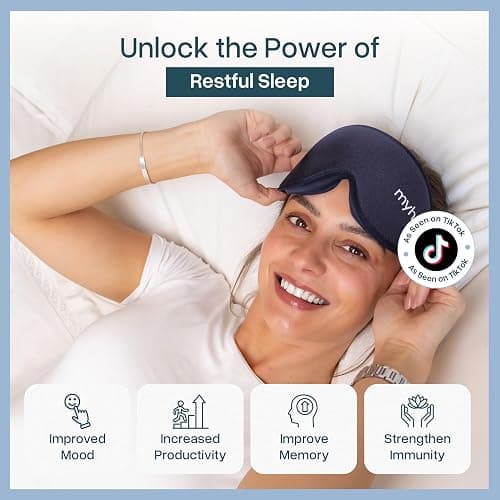 MyHalos® Sleep Mask – 3D Blackout Eye Mask for Women & Men, Side Sleepers, Zero Pressure Memory Foam Eyelash Friendly, Breathable,Award-Winning Sleep Aid for Travel (Navy Blue, 1 Count (Pack of 1)) thumbnail 2