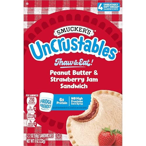 Smucker’s Uncrustables Peanut Butter & Strawberry Jam Sandwiches, 4 Count, 2 Oz. Each, Frozen thumbnail 9