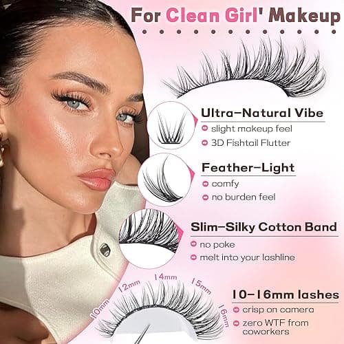 Goddvenus Lash Clusters Kit Wispy Eyelash Clusters Lashes Natural DIY Lash Extension Kit 10-16mm Cluster Eyelash Extensions Kit 300pcs C Curl Individual Lashes Cluster Eyelash (No Tweezers) thumbnail 5