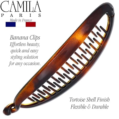 Camila Paris CP2 French Large Banana Clip Hair Comb, Classic Banana Clips Hair for Thick Hair Ponytail Holder Interlocking Styling Clip for Women Made in France thumbnail 3