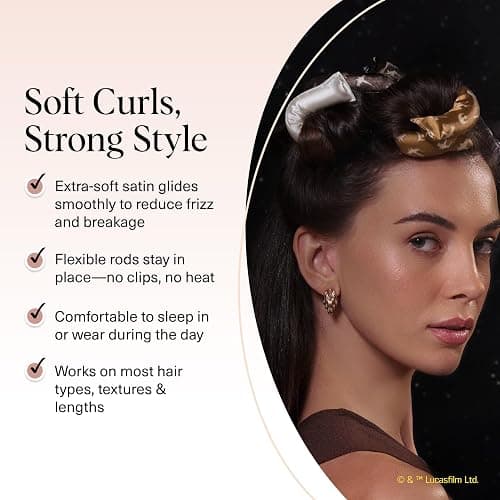 Kitsch x Star Wars Satin Heatless Hair Curler – Soft Hair Curlers to Sleep In for Heatless Curls Overnight – Overnight Blowout Rods for Women – Hair Styling Tools – Light Side vs Dark Side, 6pc Set thumbnail 3